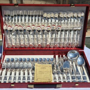 Vintage 76-Piece Italian ARG. 800 Flatware Set for 12 - Original Case - Silver Plated - Complete Service - Louis XV Style
