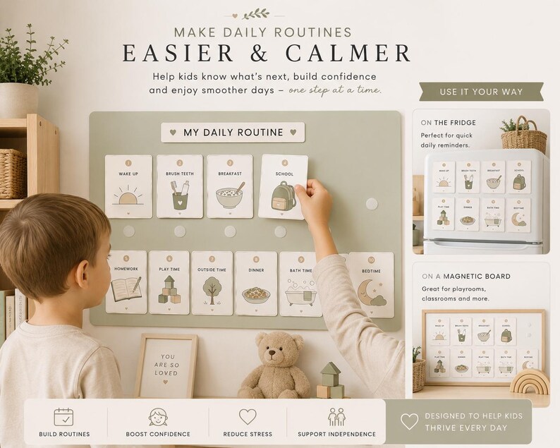 Kids Visual Schedule Cards Printable | Daily Routine Chart PDF Pack - Etsy