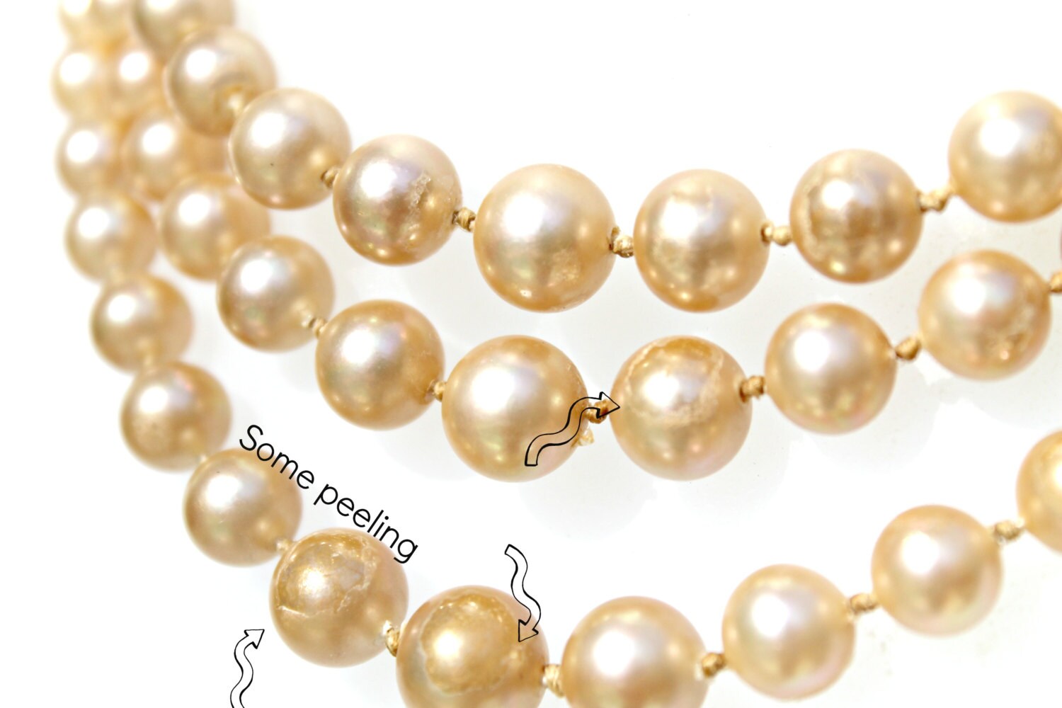 Vintage Marvella pearl necklace triple strand champagne color Etsy