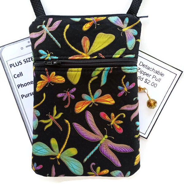 Small Cell Phone Crossbody Purse for Plus Size Phones. Hand Made in USA.  Touch Screen Option Available.