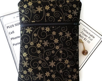 Black and Gold Small Purse for Plus Size Cells Phone Optional Touch Screen Available.