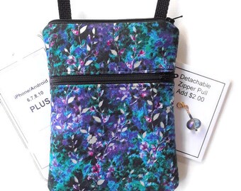 Floral Crossbody Cell Phone Purse: Handmade Zipper Pouch