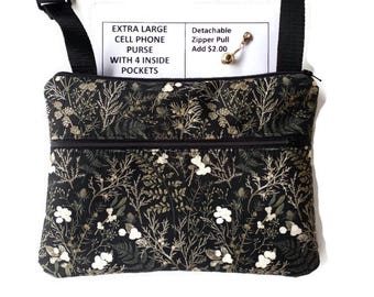 Small Purse for Plus Size Phones, Crossbody Purse, Made in the USA.  Ships fast.