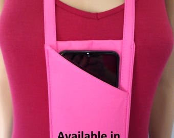 Cell Phone Pouch for Neck with Adjustable FABRIC Strap