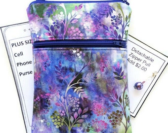 Small Crossbody Purse for Plus Size Phones.  Optional Touch Screen Available.