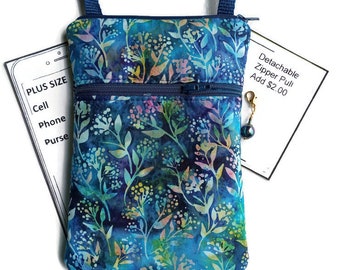 Small Crossbody Purse for Plus Size Phones.  Optional Touch Screen Available.