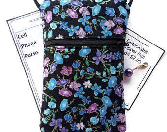 Blue Crossbody cell phone purse.