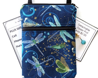 Dragonfly Fabric Cell Phone Purse: Touch Screen Compatible