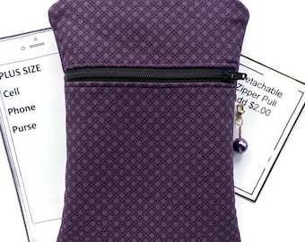 Small Crossbody Purse for Plus Size Phones.  Optional Touch Screen Available.