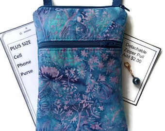 Small Crossbody Purse for Plus Size Cell Phones. Optional Touch Screen Available.