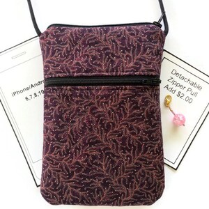 Cell Phone Purse, Cross Body Hipster, Small Purse, Crossbody Bag, Optional Touch Screen Available