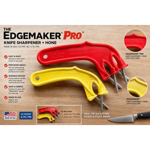Edgemaker Pro Knife Sharpener and Hone Set Red Yellow Handheld Made in USA image 1