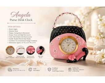 Pink Rhinestone Clock - Vintage Phinney Walker Alarm Clock Working