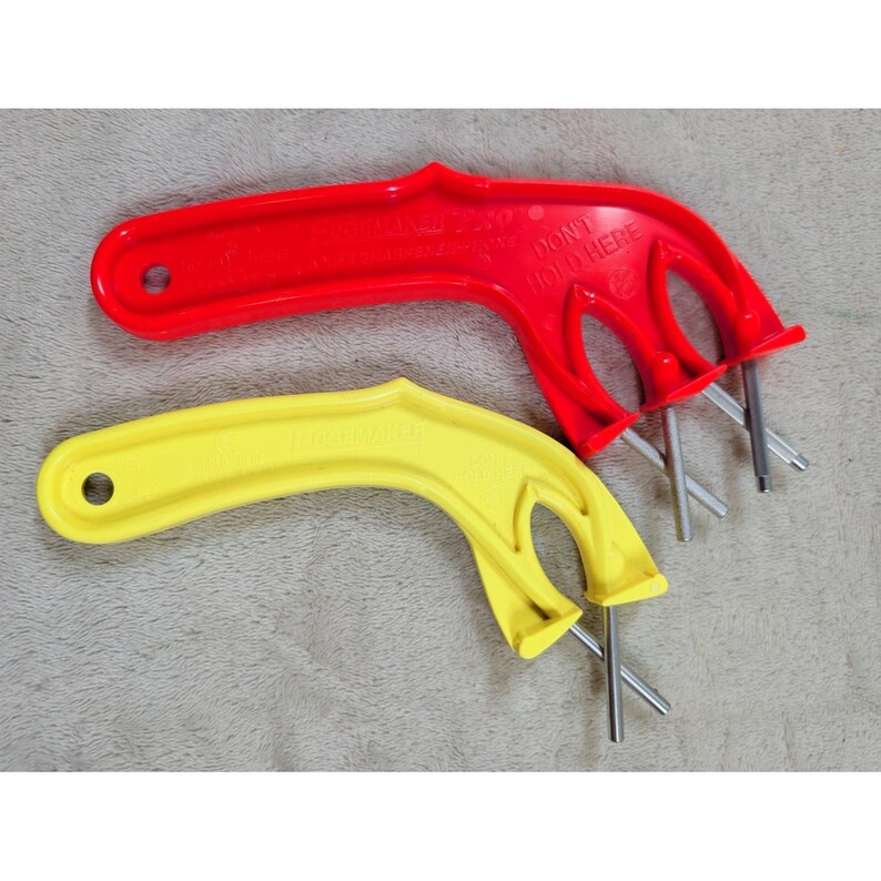 Edgemaker Pro Knife Sharpener and Hone Set Red Yellow Handheld Made in USA image 2