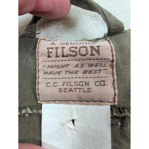 Filson Vintage Guide Vest Style 436 Olive Grün Gewachste Baumwolle Herren Größe SUP USA Bild 7