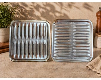 Vintage Edelstahl Broiler Pfanneneinsatz Ersatz Tablett mit Schlitzen 13 x 9 Zoll