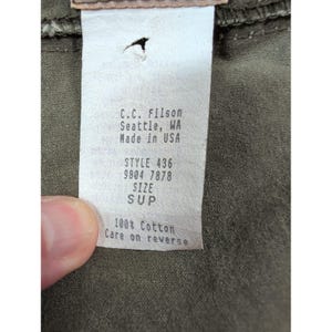 Filson Vintage Guide Vest Style 436 Olive Grün Gewachste Baumwolle Herren Größe SUP USA Bild 5