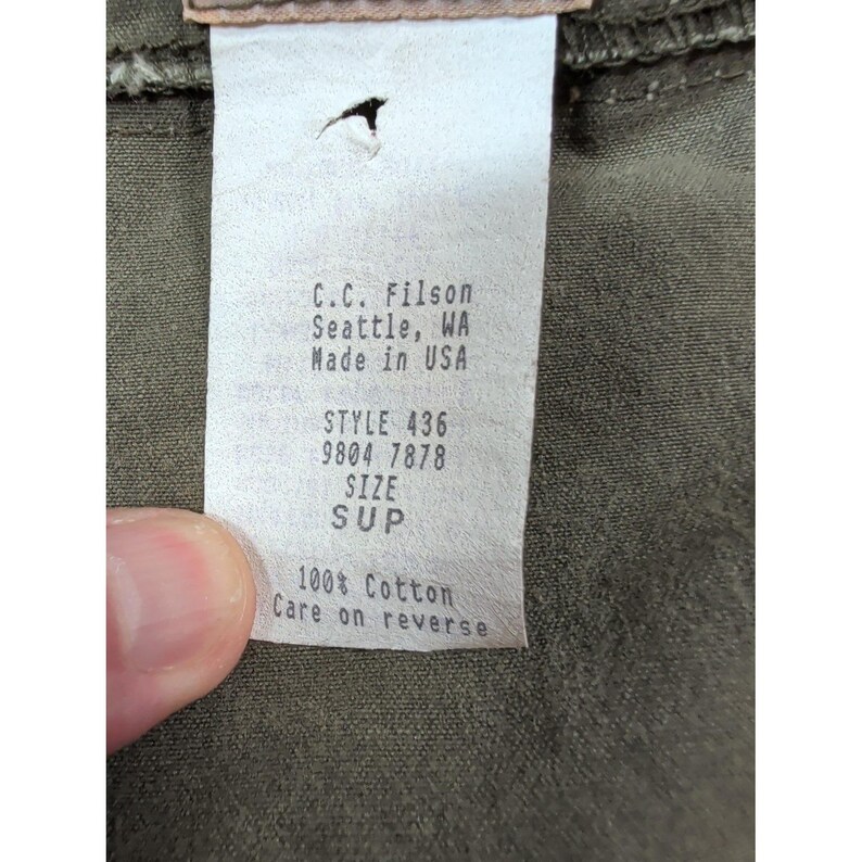Filson Vintage Guide Vest Style 436 Olive Grün Gewachste Baumwolle Herren Größe SUP USA Bild 5
