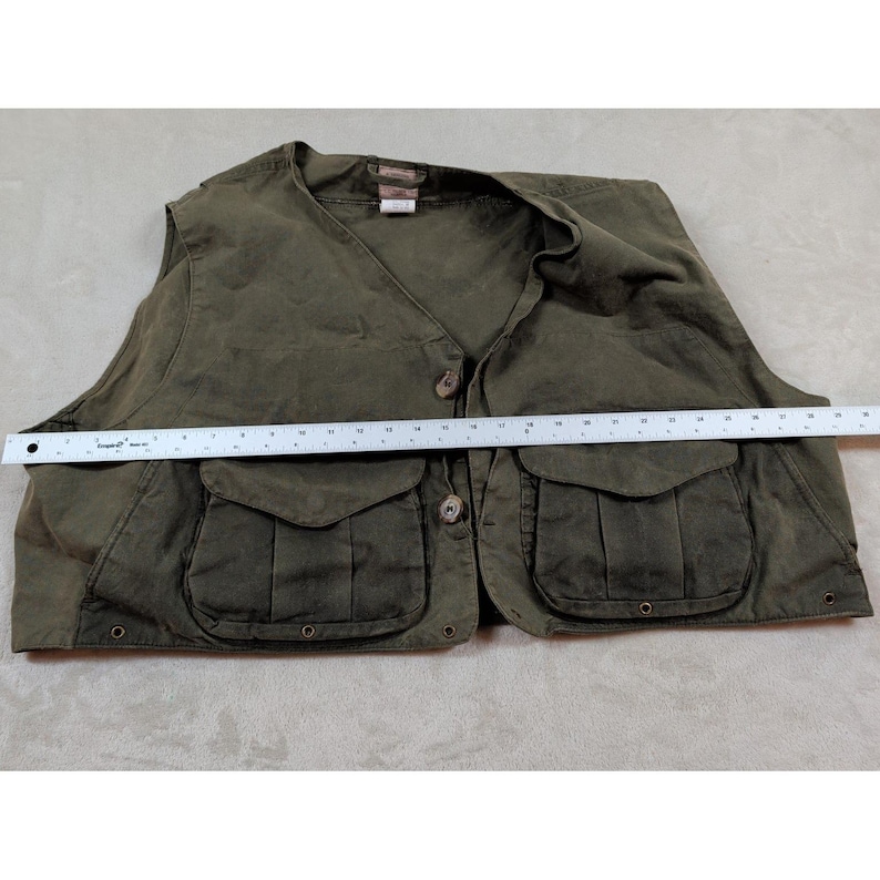 Filson Vintage Guide Vest Style 436 Olive Grün Gewachste Baumwolle Herren Größe SUP USA Bild 8