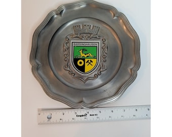 Barsinghausen Duitsland Tinnen wandplaat 8" wapenschild hert GES GESCH Vin