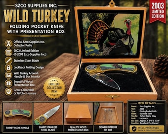 Szco Supplies Wild Turkey opvouwbaar zakmes 2003 Limited Edition in houten doos