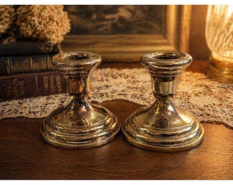 Candelabros vintage FB Rogers plateados con baño de oro, juego de 2, fabricados en Japón, 6,35 cm (2,5 pulgadas)