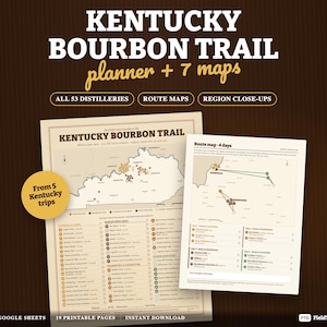 Kentucky Bourbon Trail Planner & Maps, 53 Distilleries, Route Guides (Digital Download)