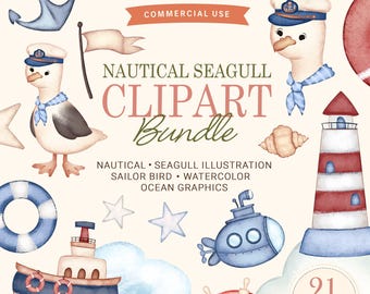 Nautical PNG Clipart, Watercolor Nautical Clipart, Coastal Nursery Clipart Watercolor Nautical Baby Shower Sea Graphics, Ocean Marine PNG.