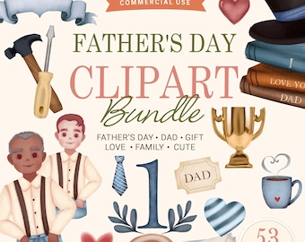 Fathers Day Clipart, Vintage Dad PNG, Dad's Favorites PNG Bundle, Greeting Card Digital Download, Men's Gift Elements, Teacher male figure