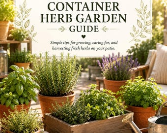 Guida stampabile al giardino di erbe aromatiche sul patio (PDF) / Coltivazione di erbe aromatiche in vaso per principianti / Idee per piccoli giardini su balconi e terrazze