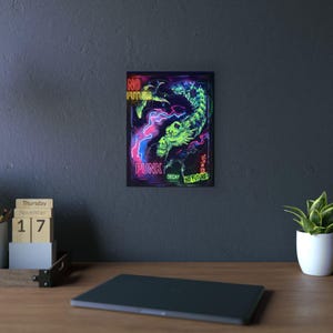 Neon Punk Dragon Aluminum Panel | No Future Decay Wall Art