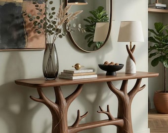 Arboreal Tree Branch Console Table, Handcrafted Natural Wood Entryway Table, Forest Inspired Whimsical Foyer Decor