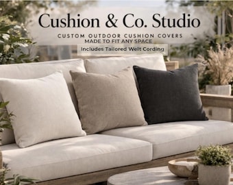 Custom Outdoor Cushion Covers (Seat & Back Set) | Made to Measure Patio Cushions | Waterproof, Fade Resistant | Tailored Fit