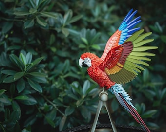 Life-Size Scarlet Macaw Sculpture – 3D Printed Tropical Bird Decor Kit