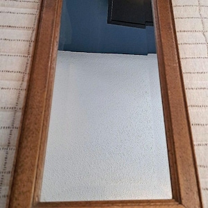 Vintage Rectangle Wood Framed Wall Mirror 18.5" x 9.75"