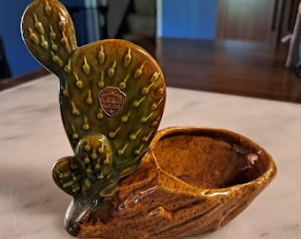Vintage-Kaktus-Pflanzgefäß/Schmuckschale aus den 1950er Jahren, hergestellt in Texas von Alamo.