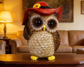 Owl Statue, Cute Resin Owl Figurines for Living Room Bedroom Office Bookshelf Table Mantle, Ideal Gift for Unique Bird Lovers