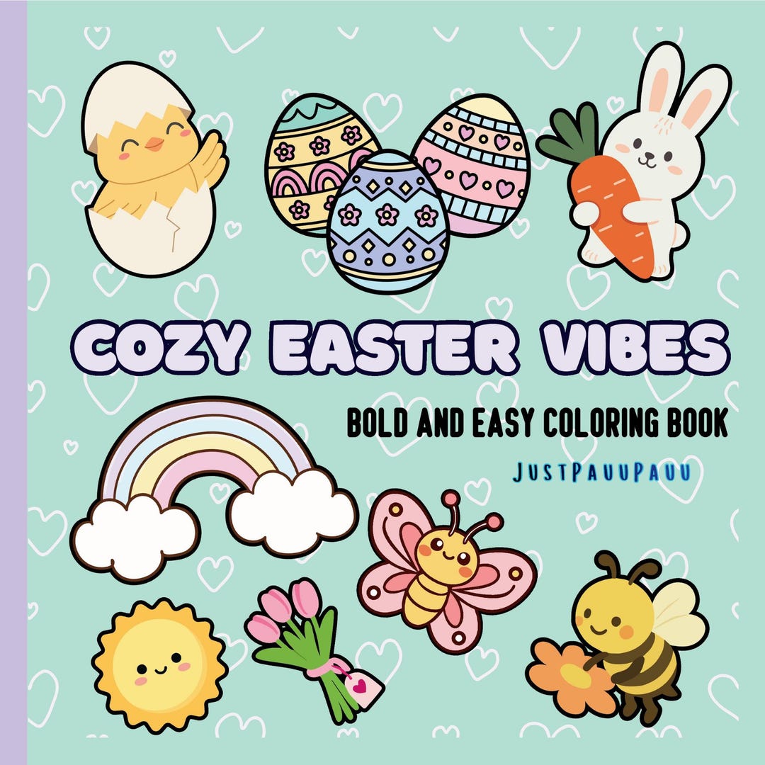 Cozy Easter Vibes: Bold and Easy Coloring Book for Adults and Kids ...