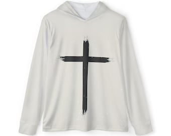 Sudadera con capucha y cruz pintada a pincel / Sudadera deportiva de calentamiento