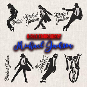 Michael Jackson Embroidery Design Bundle, Pop Dance Style (6 Designs) Emb