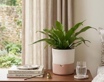 Modern Ribbed Self-Watering Planter – Architectural Indoor Pot, Minimalist Decor (Made in Toronto)