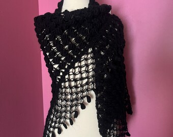 Black Handmade, Bridal shawl, wedding bolero, Gothic bridal cape, bridal wrap, bridal shrug, wedding shawl, funeral shawl scarf