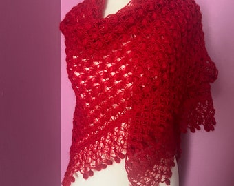 Red Handmade, Red Bridal shawl, wedding bolero, bridal cape, bridal wrap, bridal shrug, wedding shawl, wedding shawl scarf