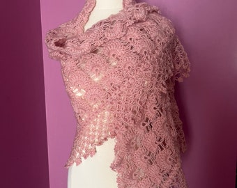 Pink Handmade Shawl, Bridal shawl, wedding bolero, bridal cape, bridal wrap, bridal shrug, wedding shawl, wedding shawl scarf, Baby shower.