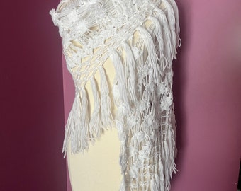 Handmade, White Bridal shawl, White wedding bolero, bridal cape, bridal wrap, bridal shrug, wedding shawl, wedding shawl scarf