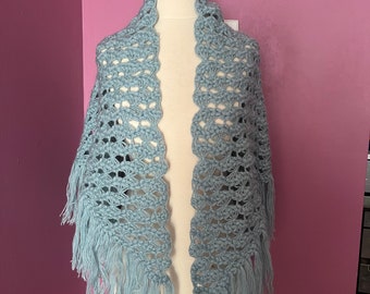 Blue Handmade Shawl, Bridal shawl, wedding bolero, baby shower, bridal wrap, bridal shrug, wedding shawl, wedding shawl scarf