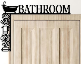 Metal Bathroom Sign, Black Over Door Bath Wall Decor, Bathtub Towel Plaque, Modern Farmhouse Door Topper