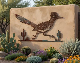 Roadrunner Metal Wall Art, Southwestern Desert Decor, Desert Cactus Wall Art