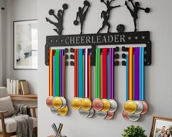 Cheerleading Wall Medal Display, Metal Medal Holder For Bedroom, Trophy Room Or Sports Room Decor