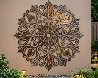 Colorful Metal Wacky Sun Wall Decor, Large Wall Art, Outside Garden Sign,